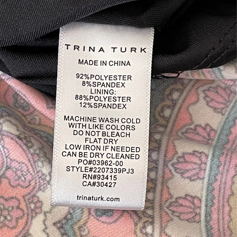 Trina Turk Birch 3/4 Sleeve Multicolor Paisley Stretch Blouson Dress Size L - Picture 5 of 13